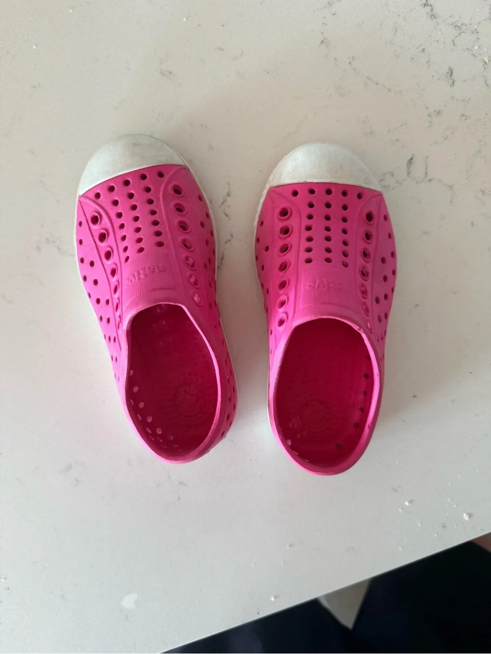 Native Kids Hot Pink Water Shoes with White Toe Caps